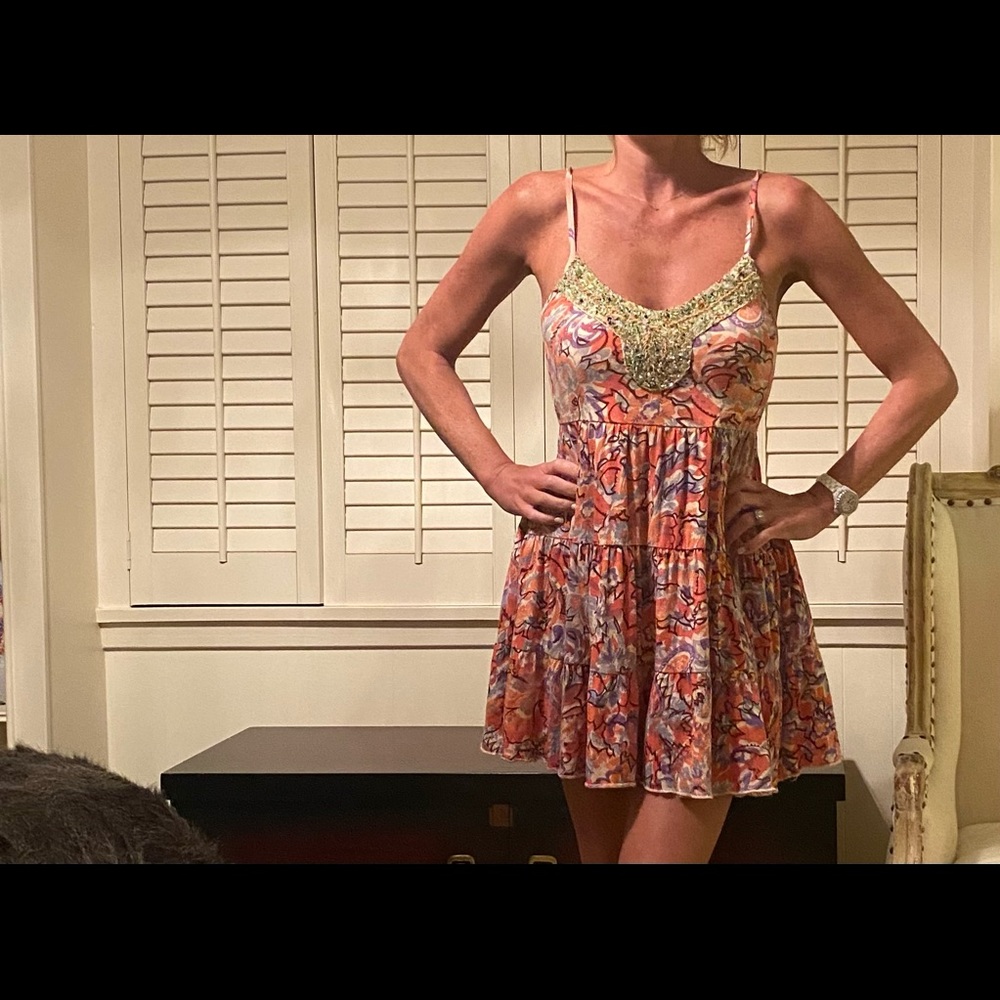 XS-S Free People floral dress with hand beading